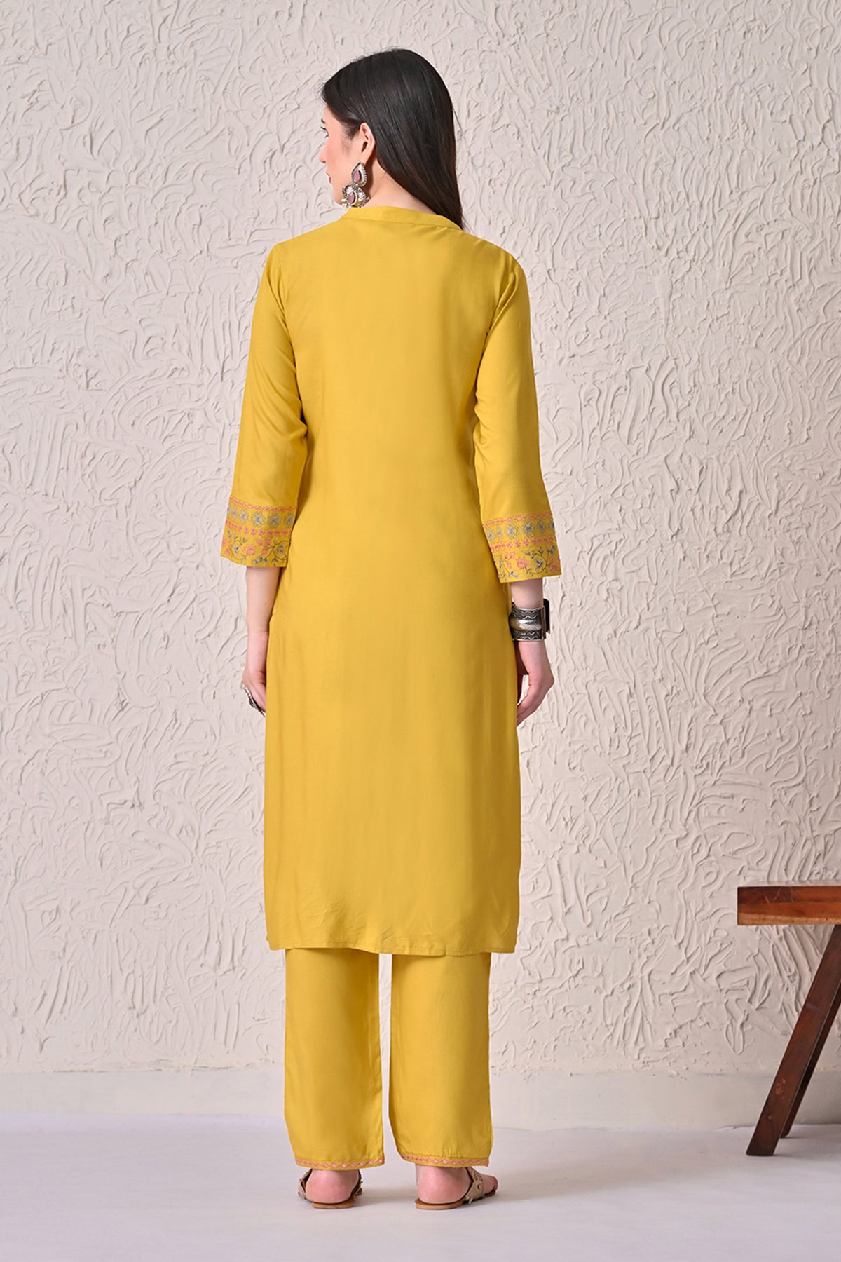 Yellow Embroidered Kurta 2 Pcs Set