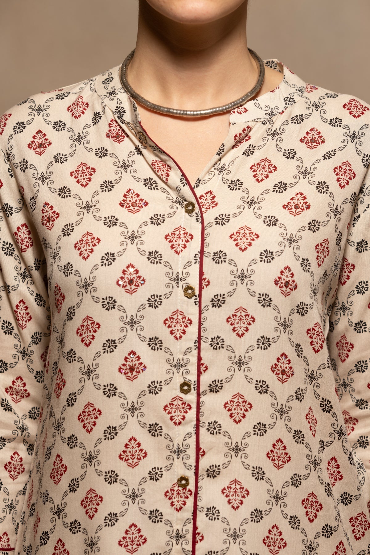 Cream Printed Kurta