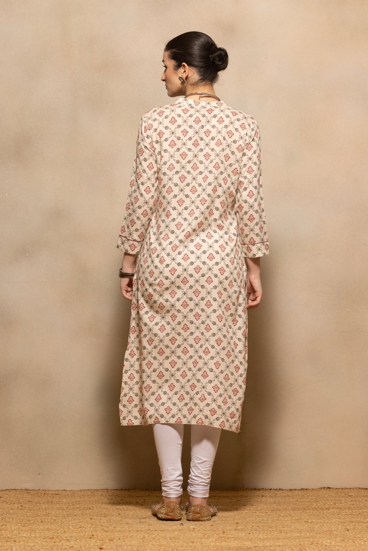 Cream Printed Kurta