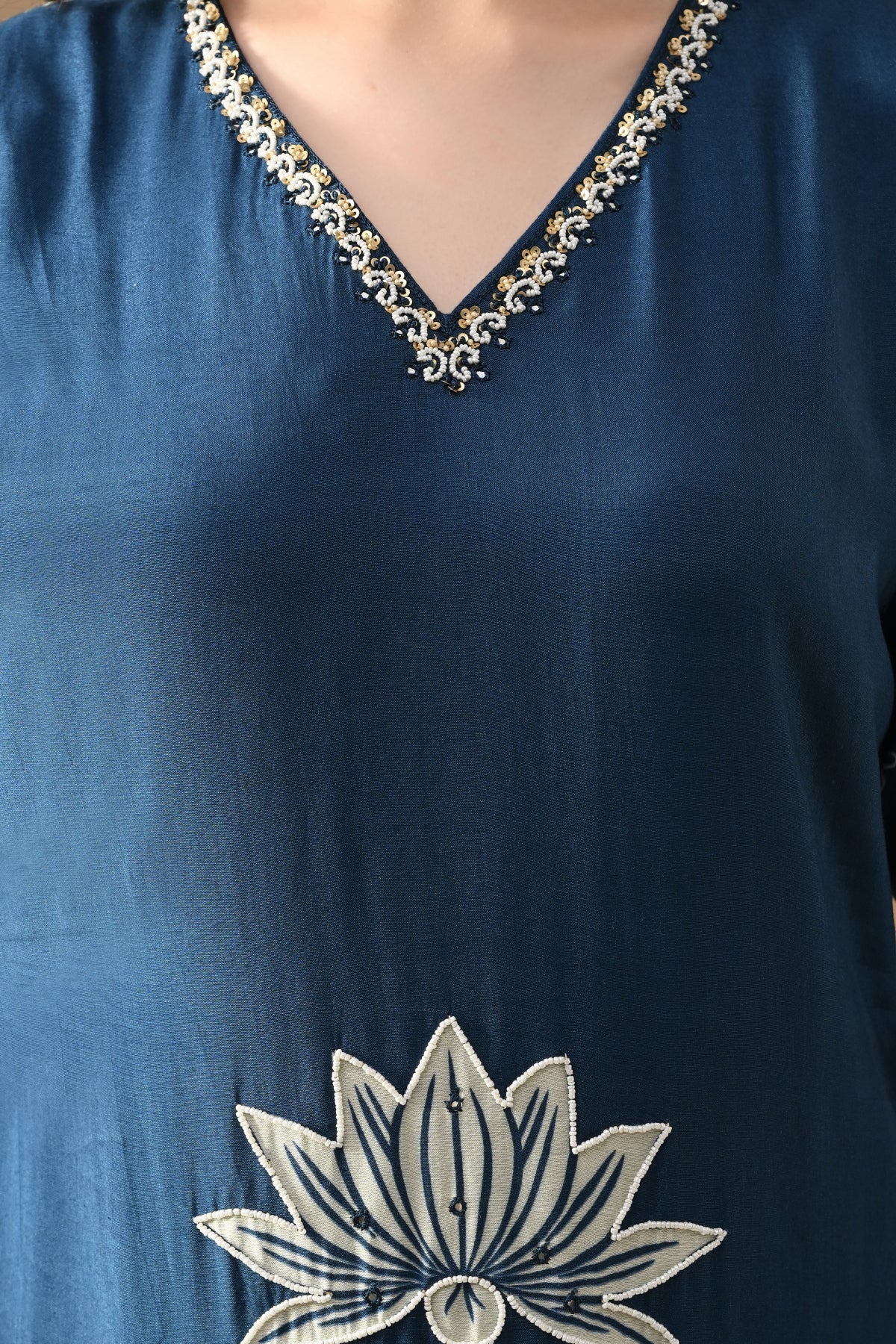 Blue Stone Embellished Kurta 3 Pcs Set
