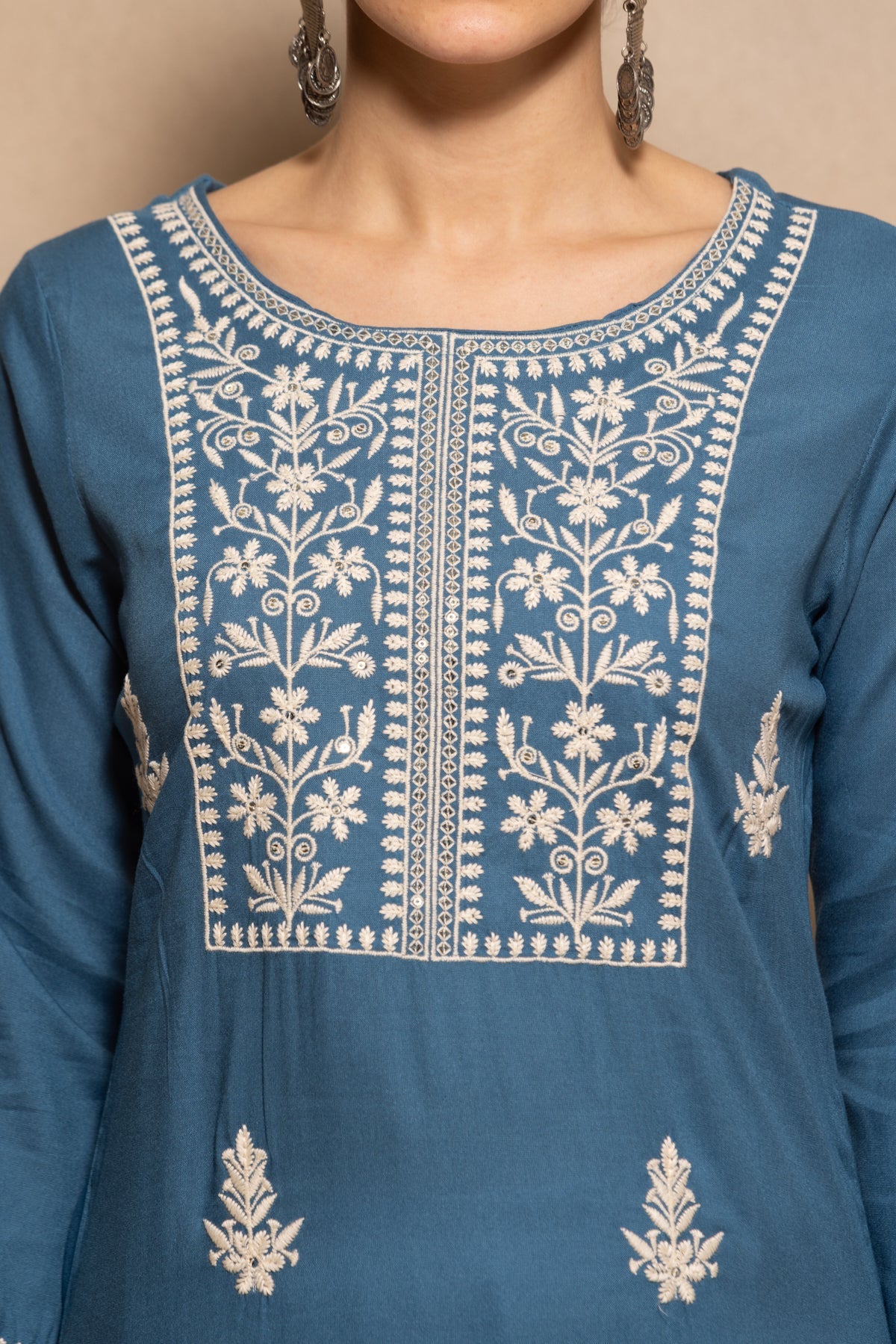 Teal Embroidered Kurta Set