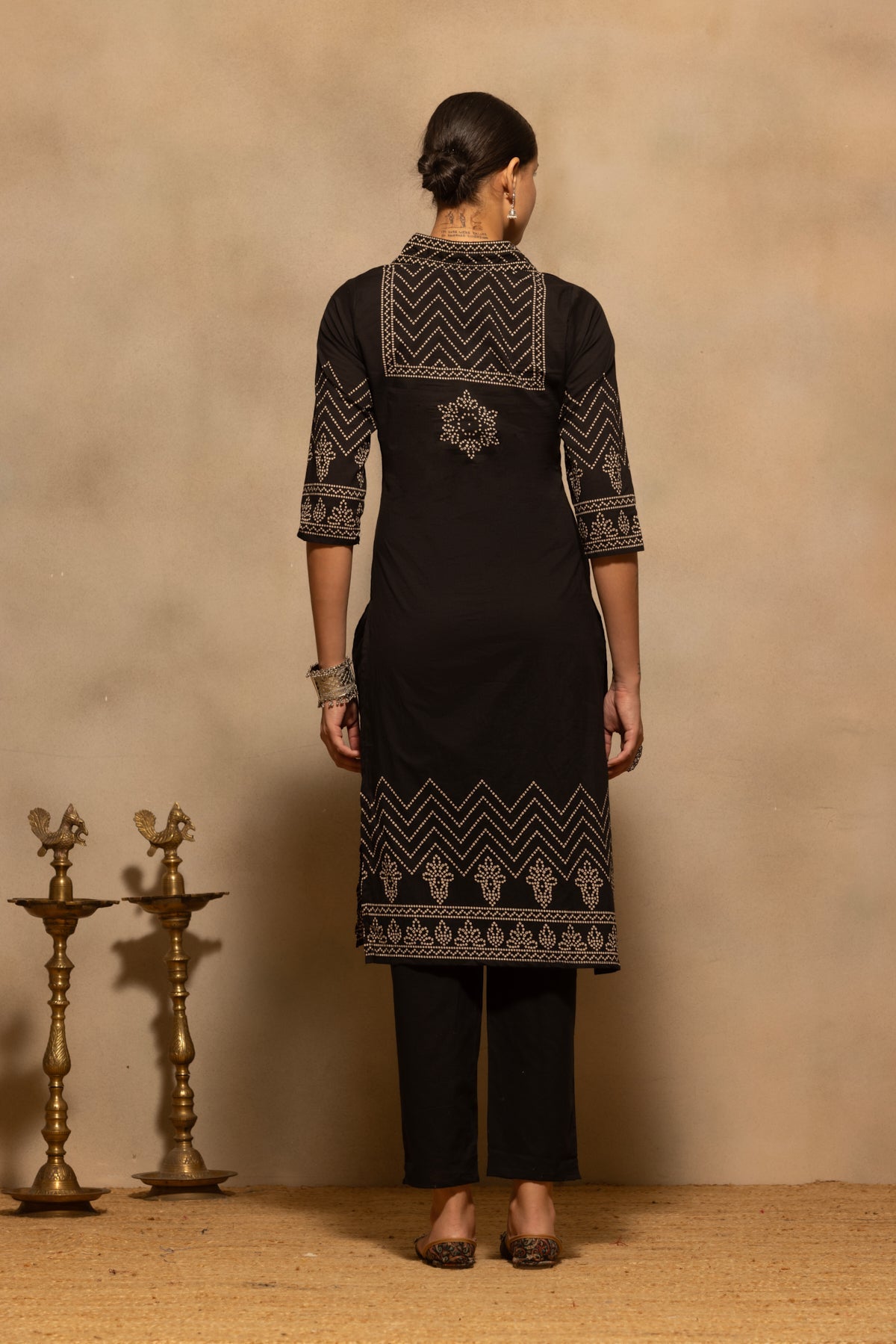 Black Bandhani Printed Kurta 3 Pcs Set
