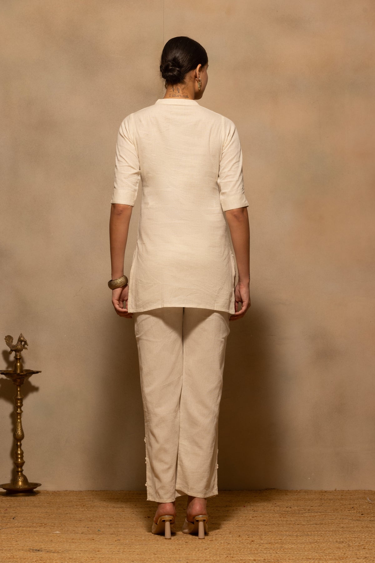 Beige Embroidered Co-Ord Set