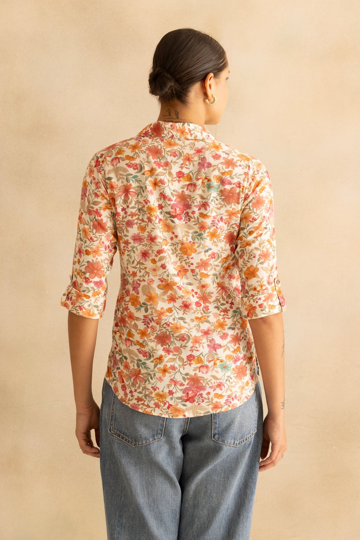 Cream Multi Floral Printed Top