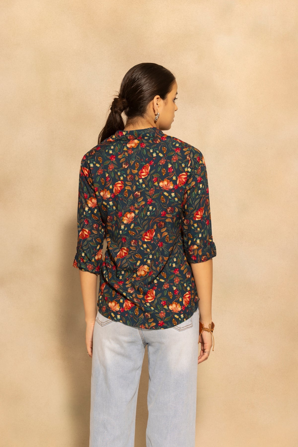 Teal Floral Printed Top