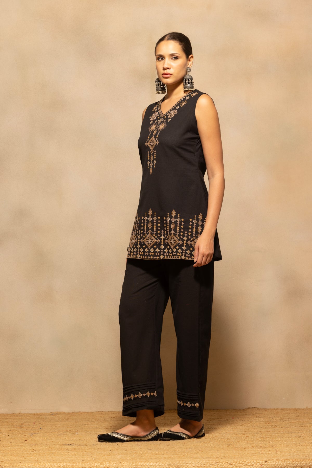 Black Embroidered Co-Ord Set