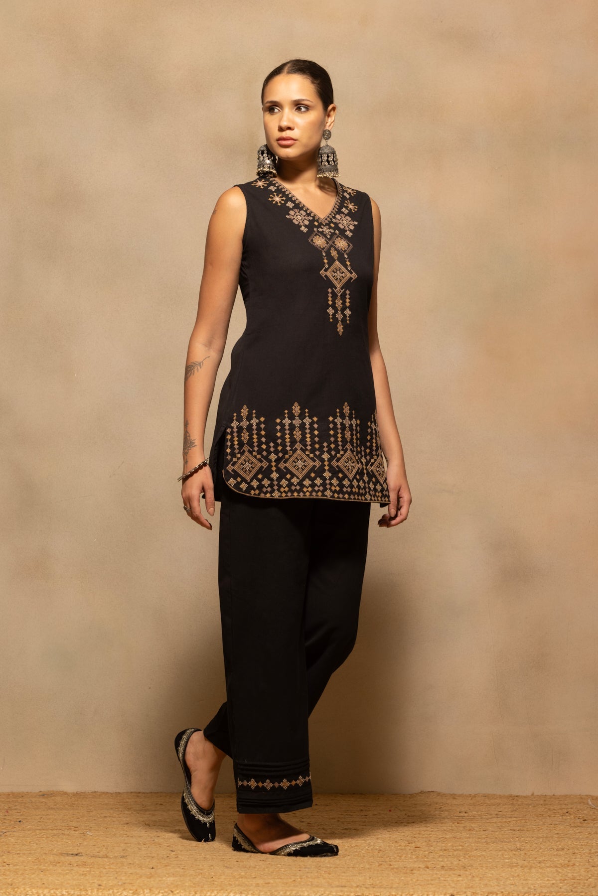 Black Embroidered Co-Ord Set