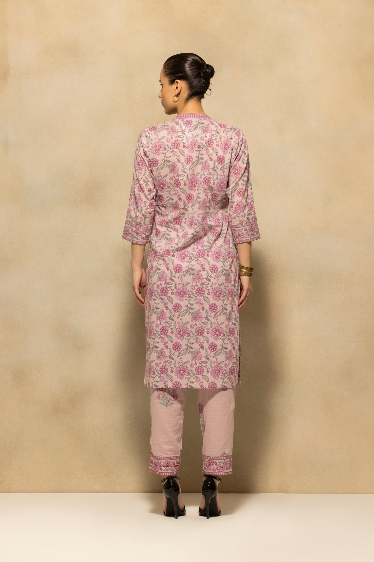 Mauve Printed Kurta 3 Pcs Set