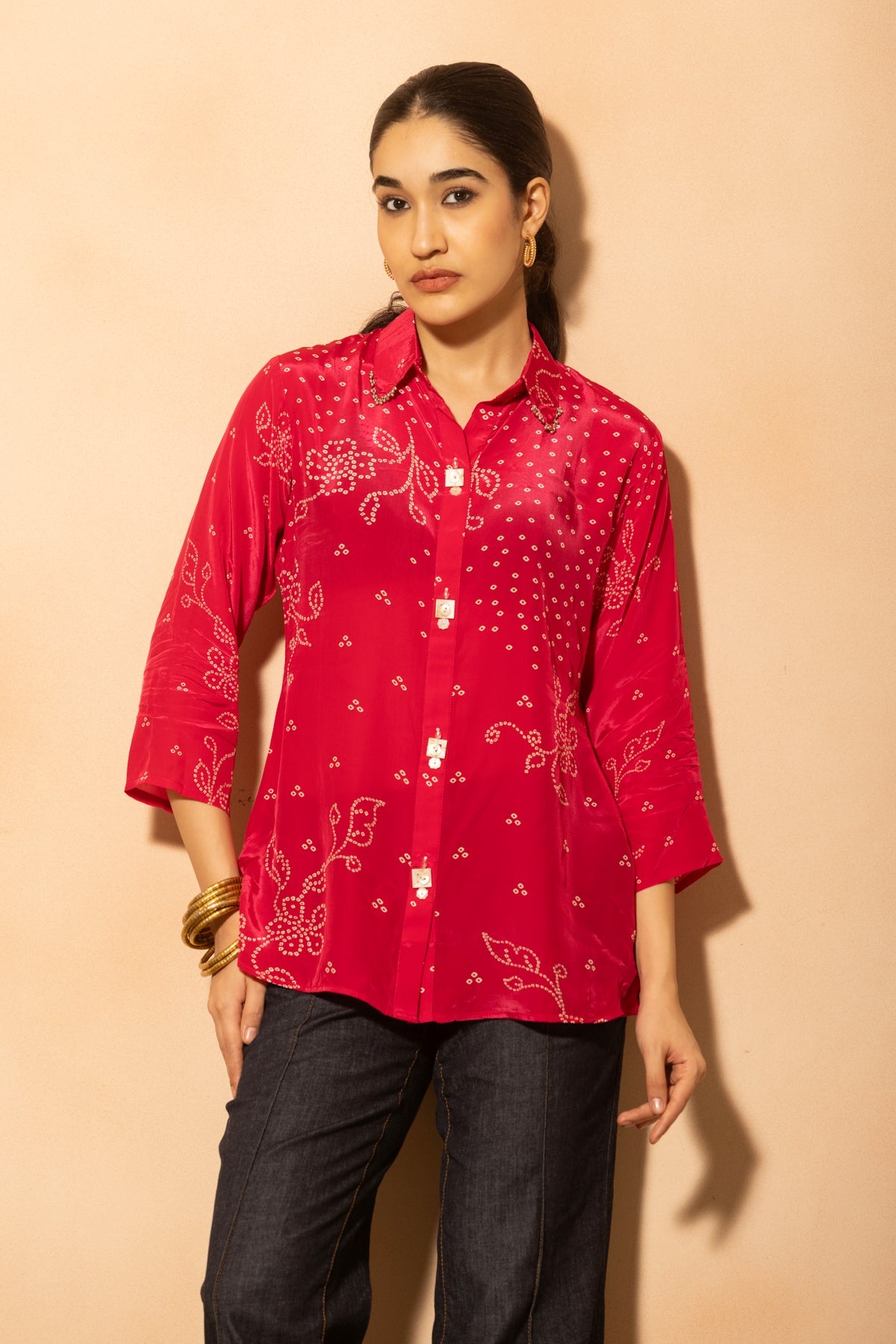 Pink Bandhani Printed Top
