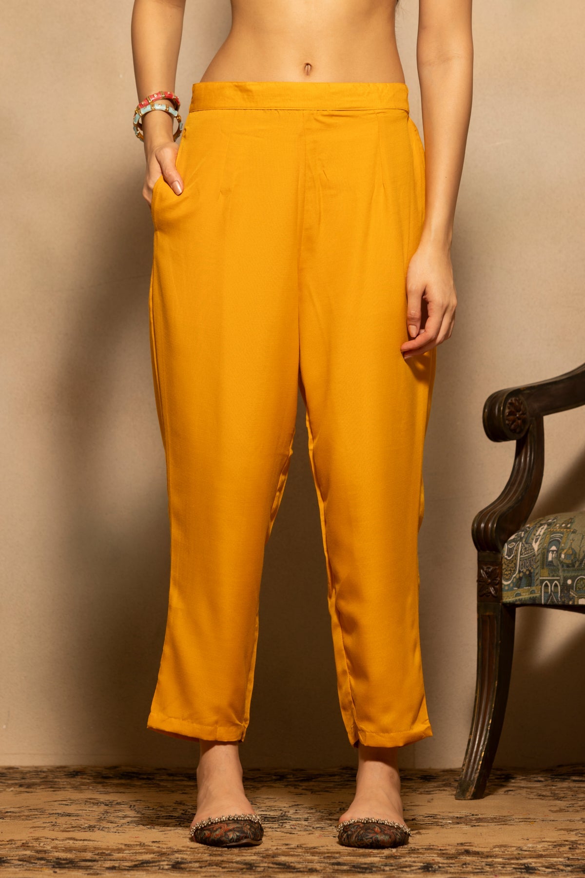 Mustard Printed Kurta 3 Pcs Set