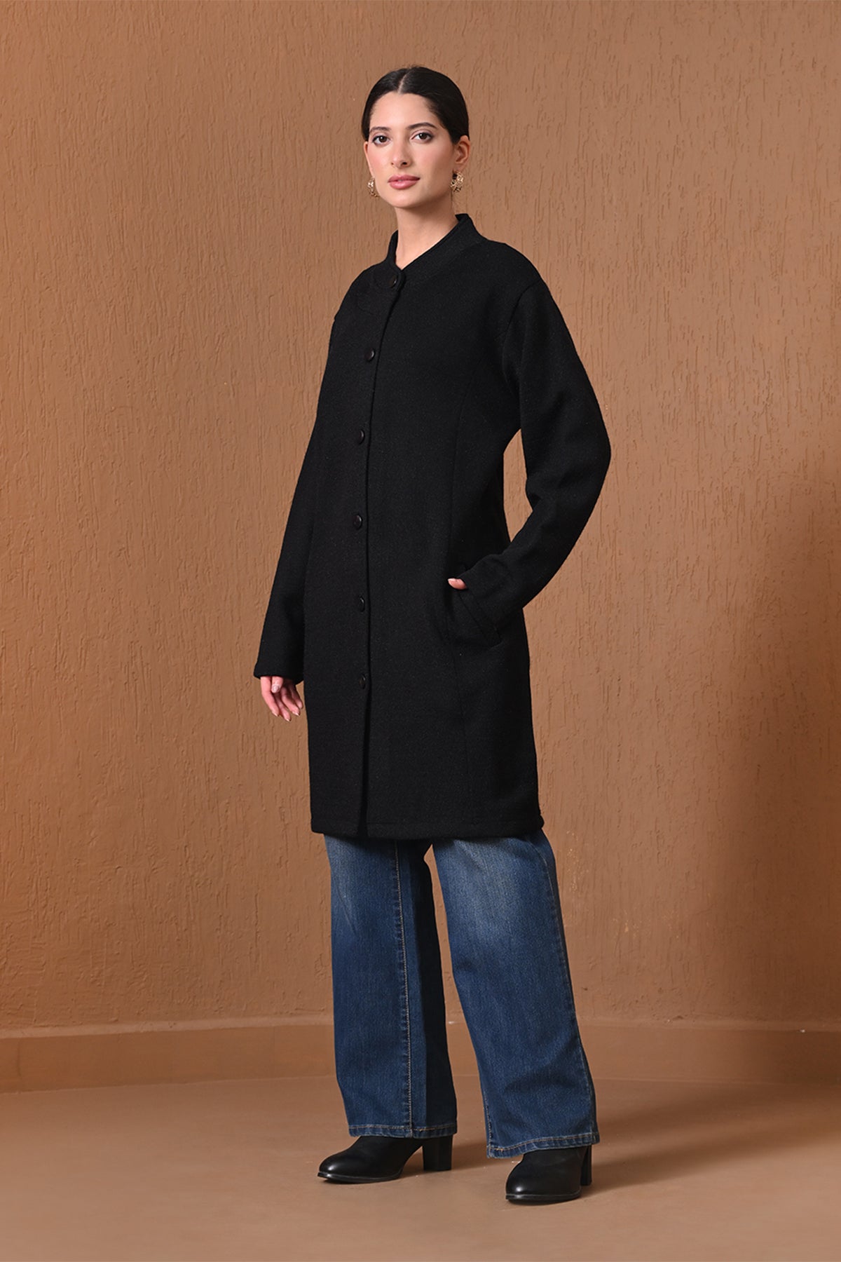 Winter Black Longline Statement Coat