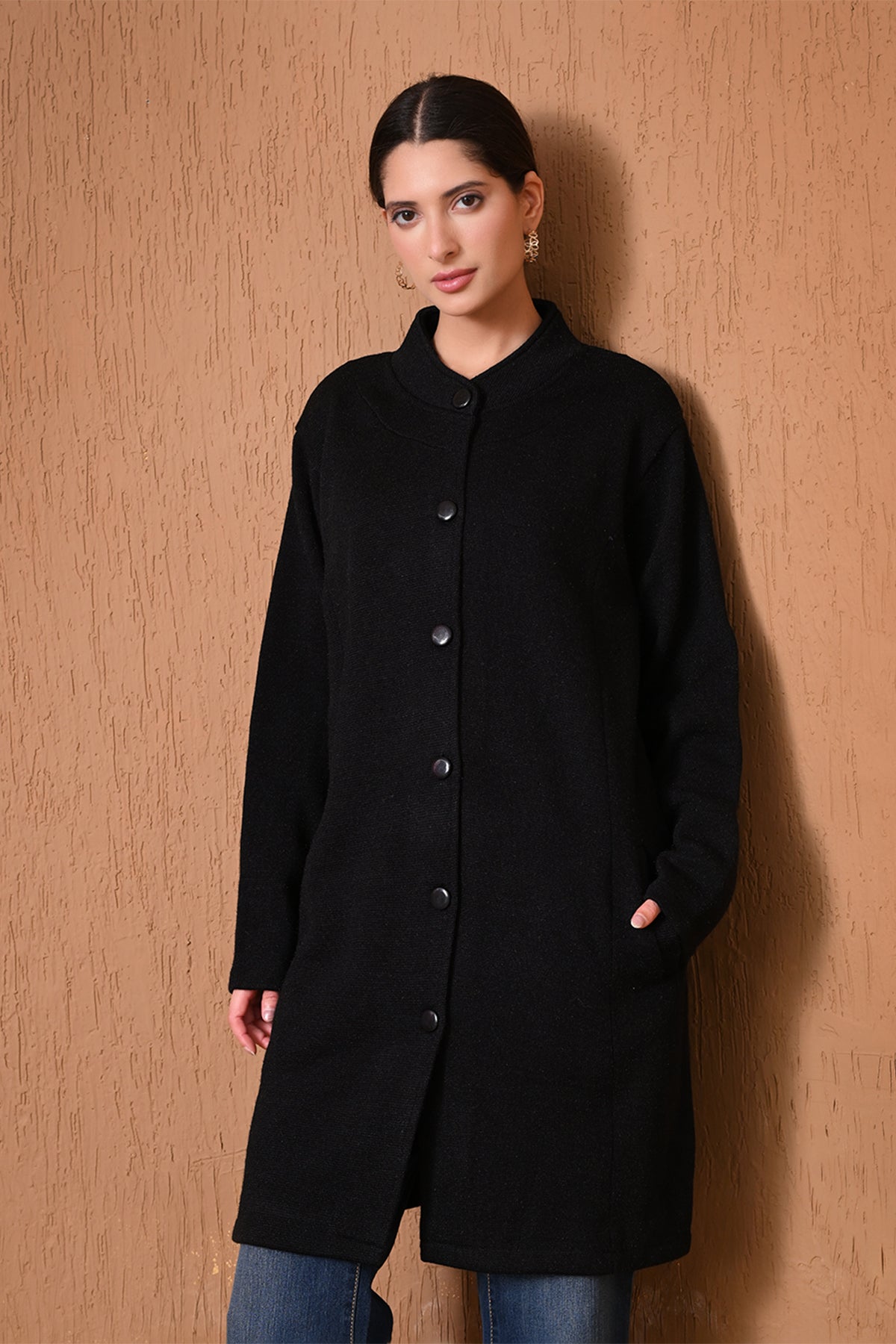 Winter Black Longline Statement Coat
