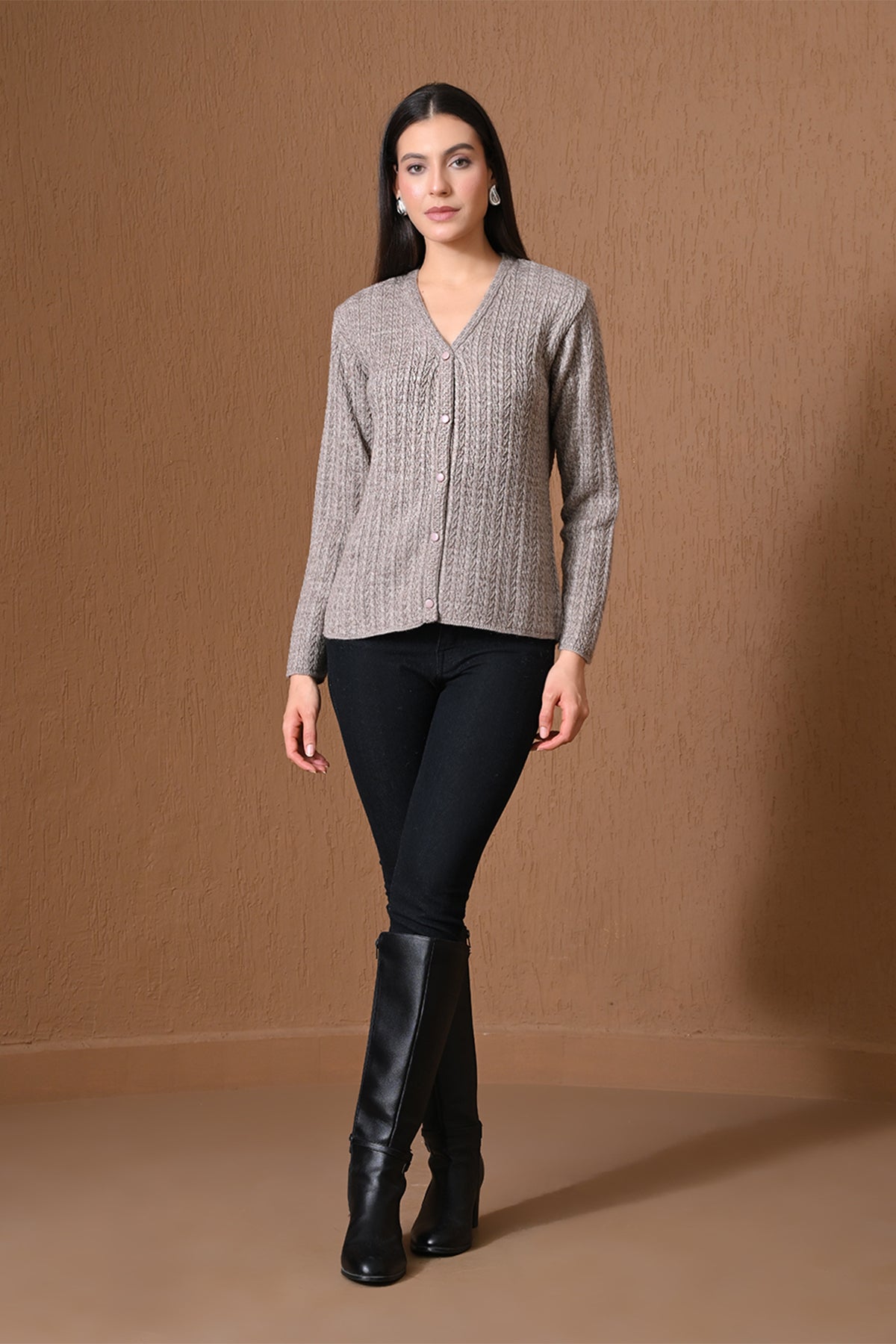 Winter Fawn Cable Knitted Cardigan