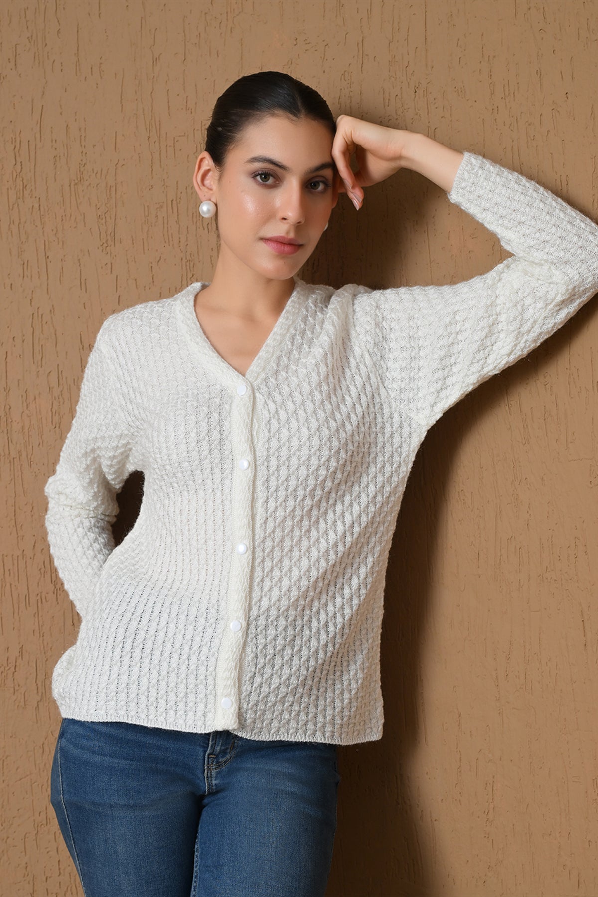 Winter Classic White Knitted Cardigan