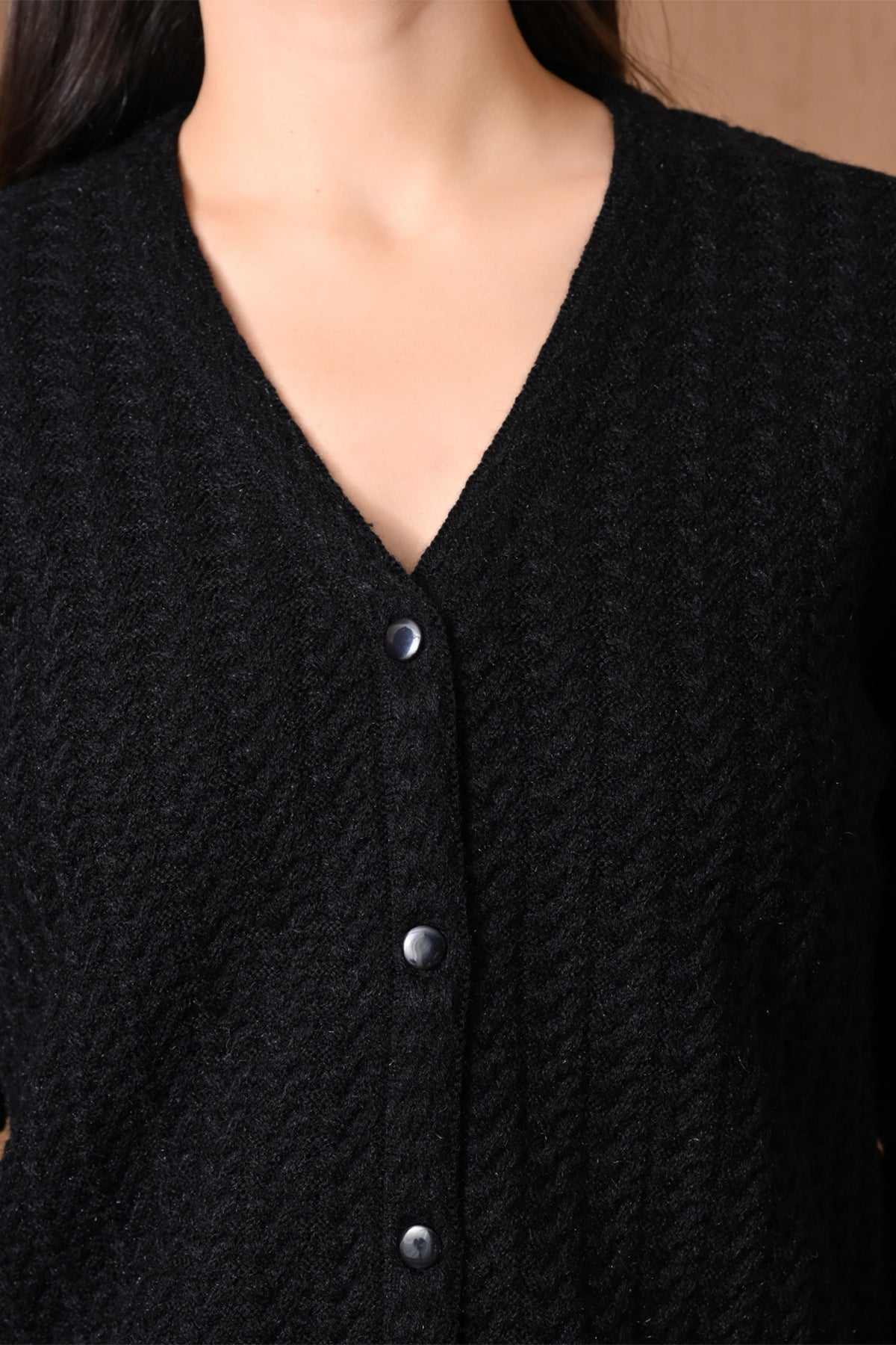 Winter Black Chevron Knitted Cardigan