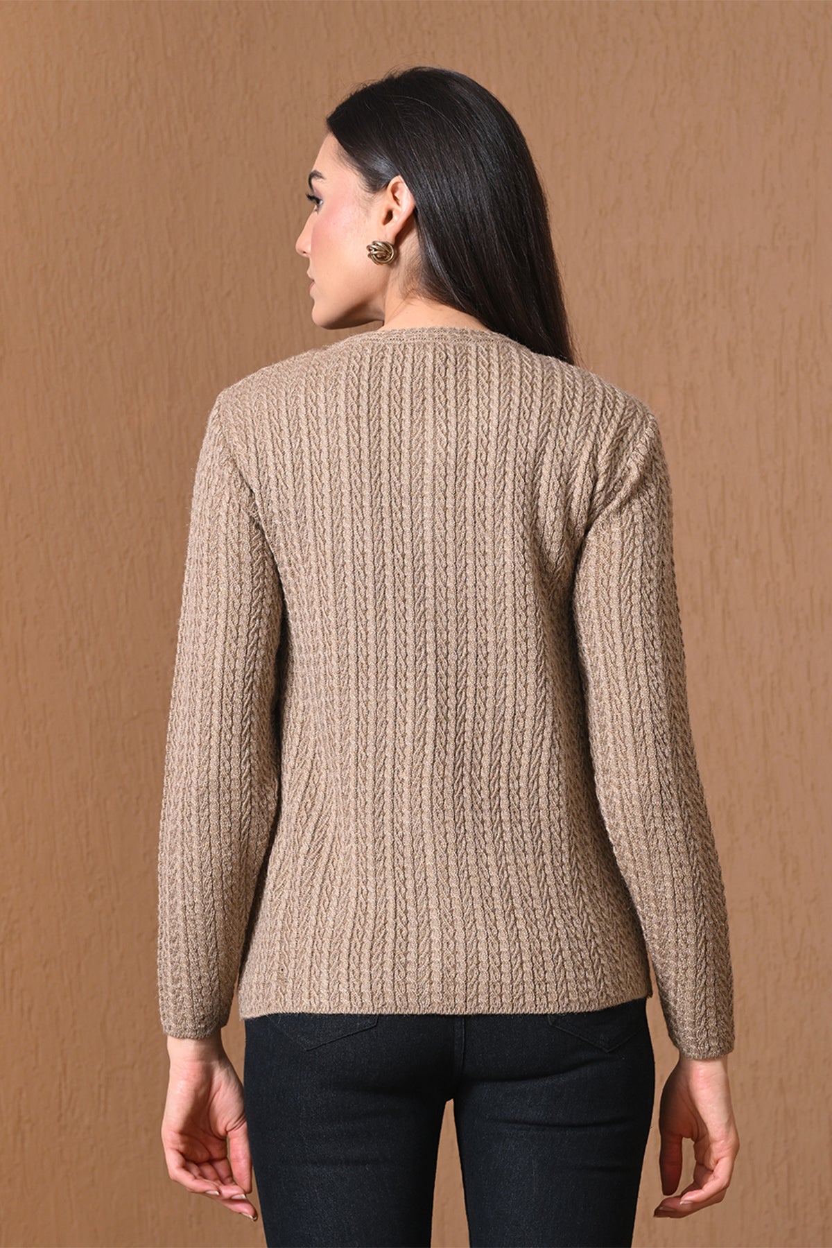 Winter Beige Cable Knitted Cardigan