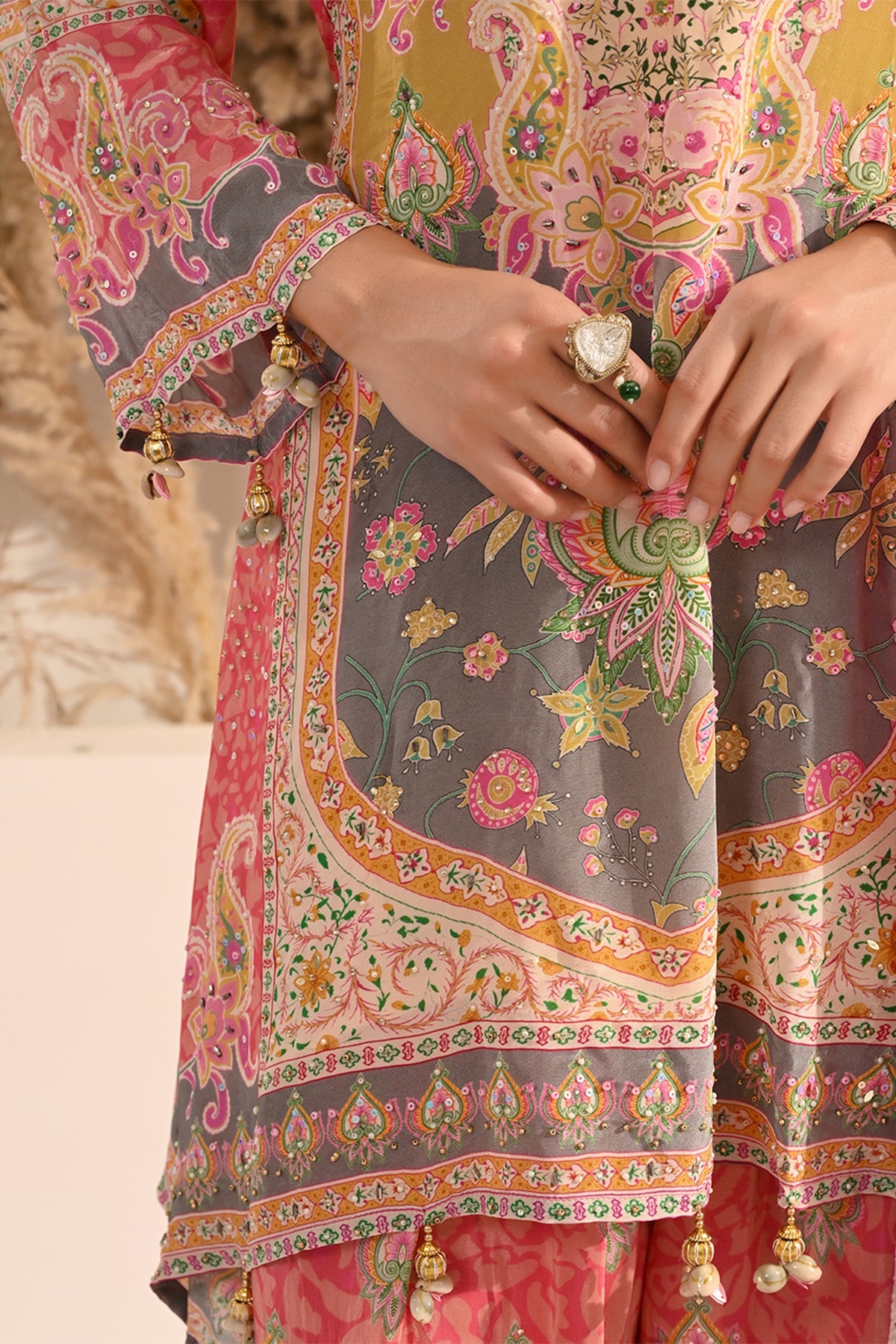 Multi Paisley Printed Dhoti 3 Pcs Kurta Set
