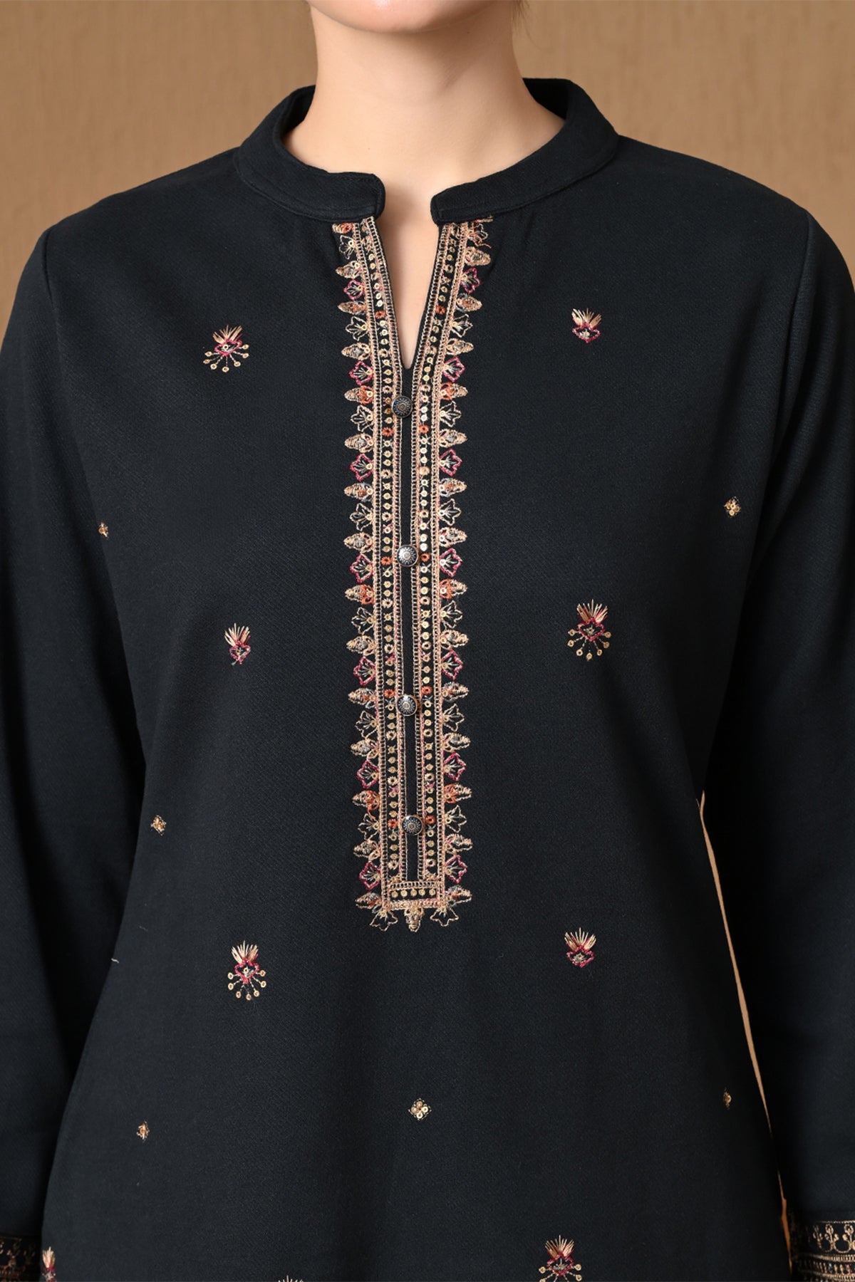 Winter Black Paisley Embroidered Woven Co-ord Set