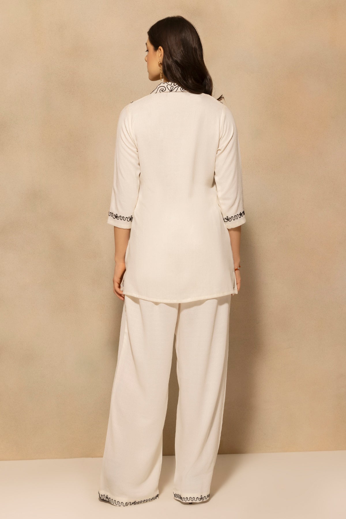 Cream Embroidered Co-Ord Set