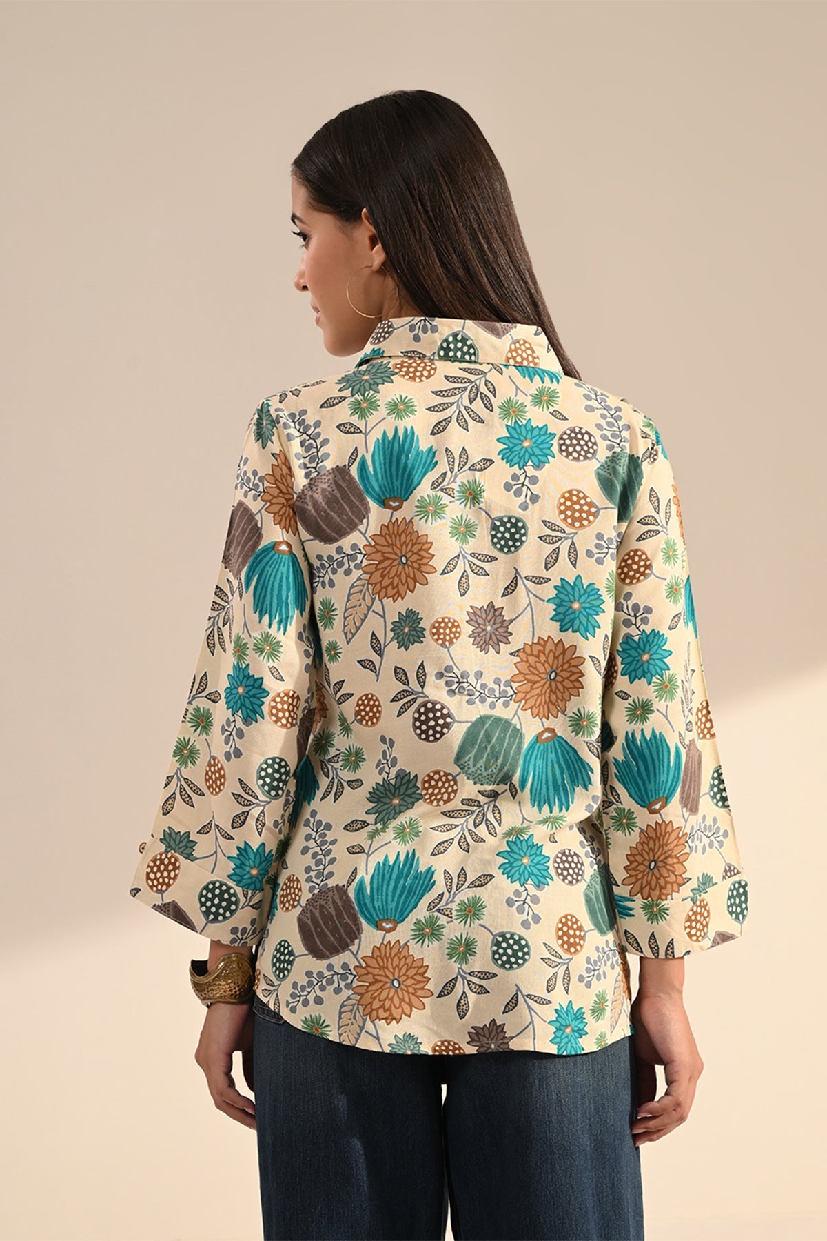 Cream Floral Printed Top