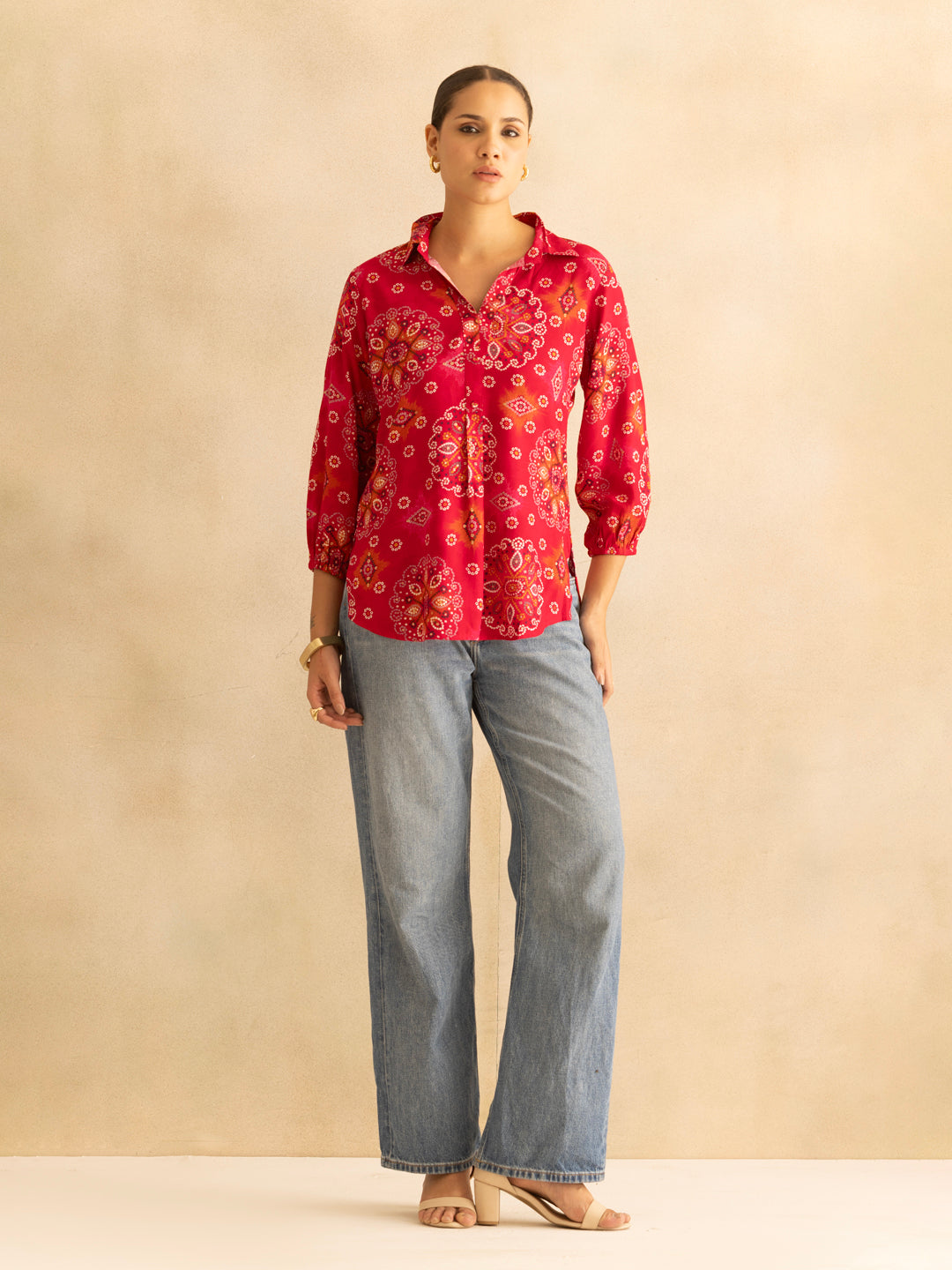 Pink Bandhani Print Top