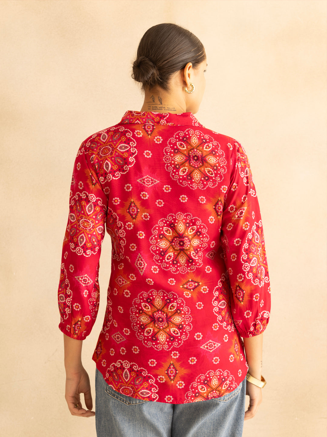 Pink Bandhani Print Top