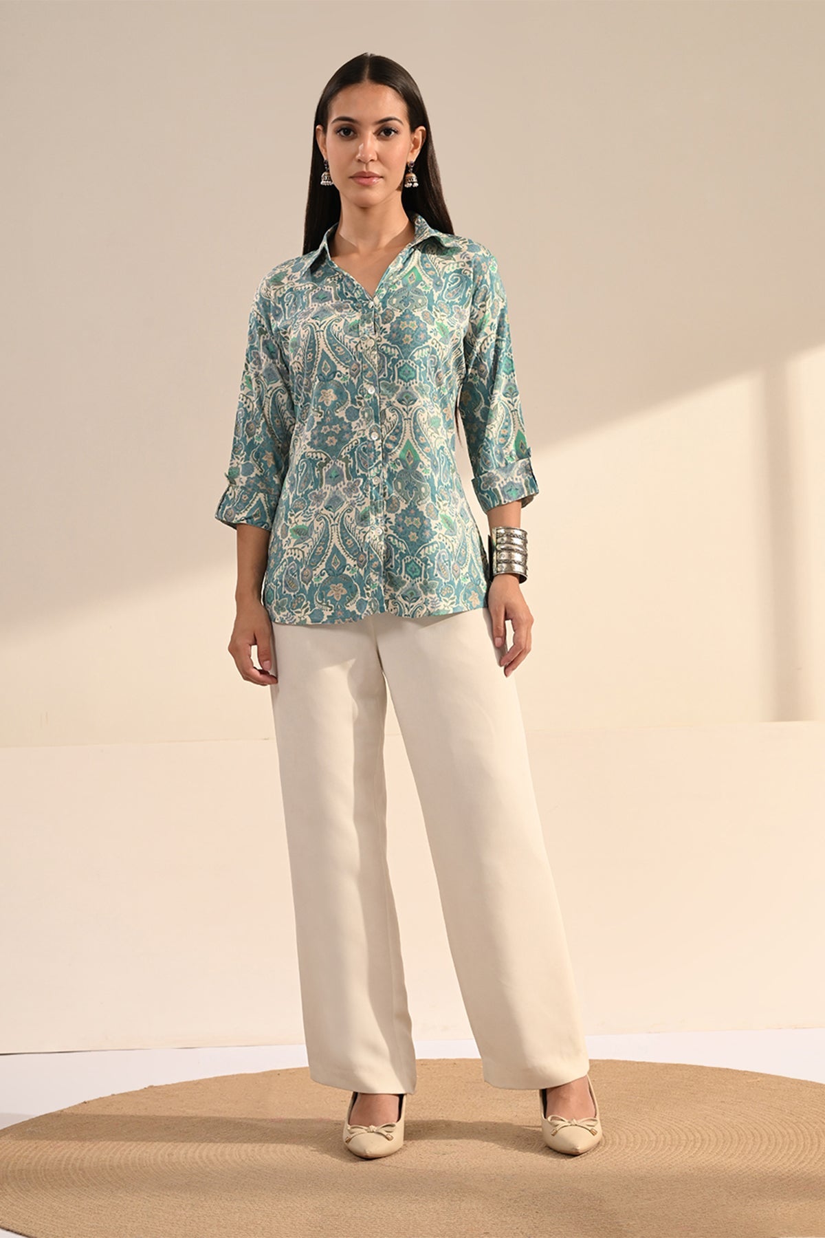 Blue Paisley Printed Top