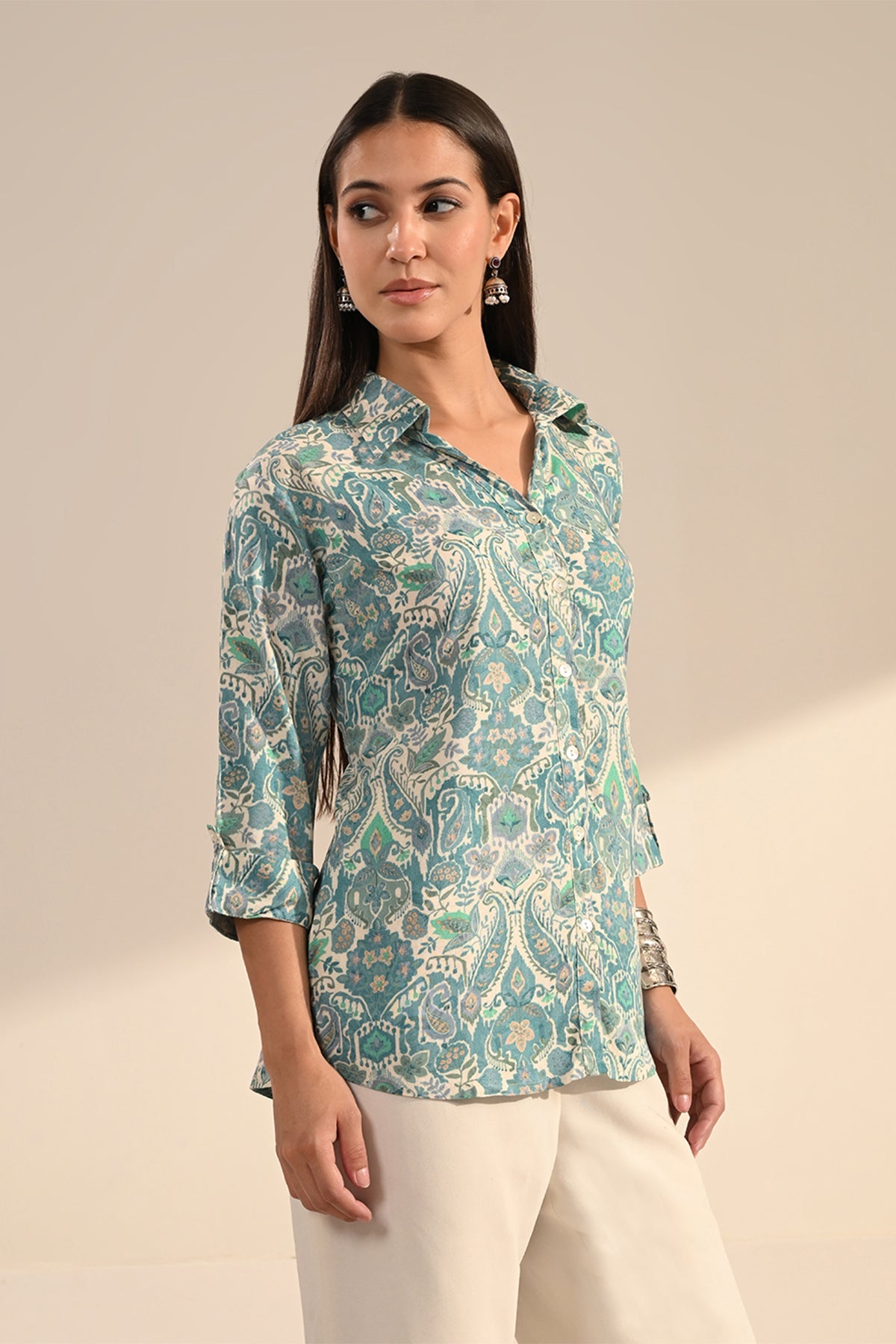 Blue Paisley Printed Top