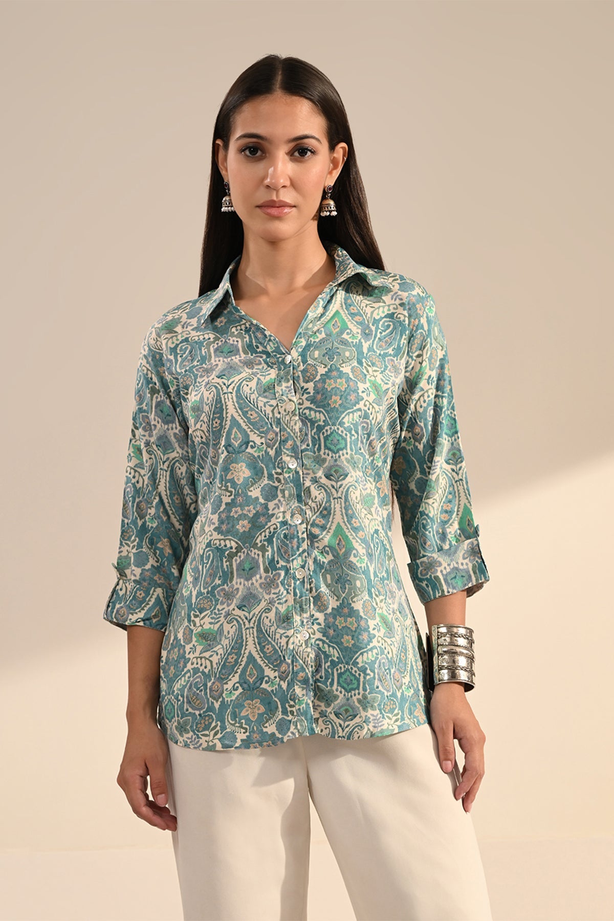 Blue Paisley Printed Top