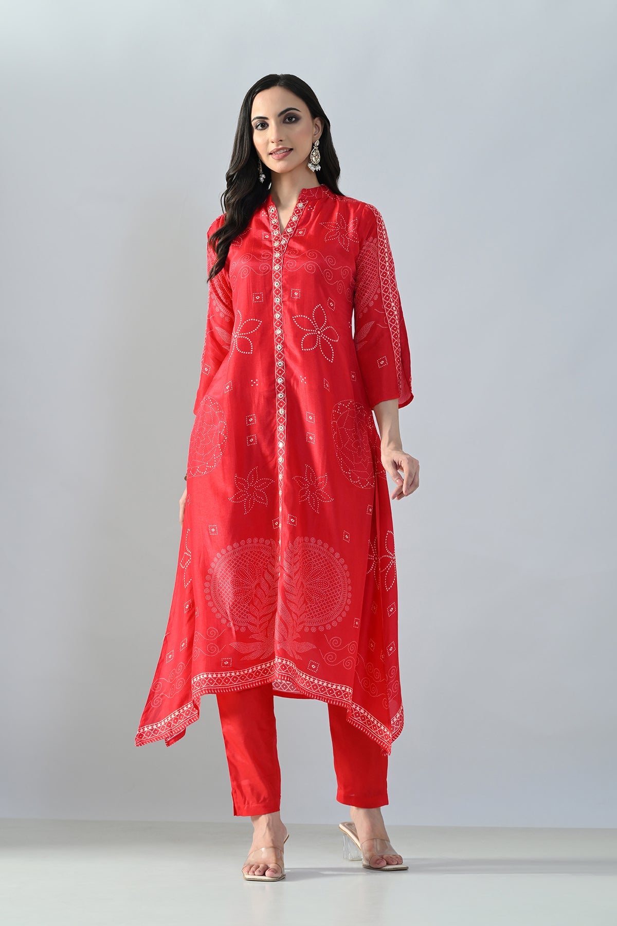 Magenta Printed A-Line Kurta Set