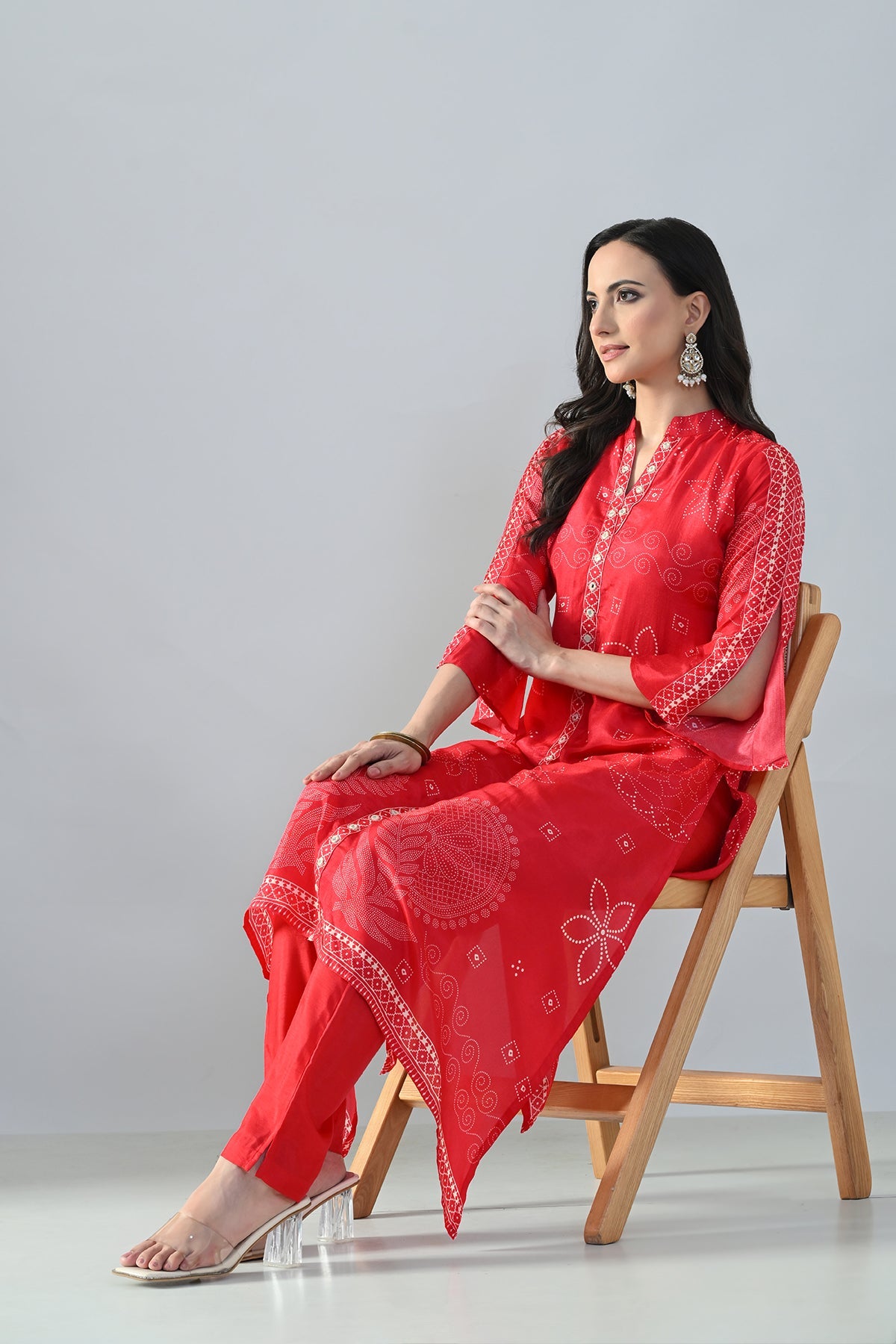 Magenta Printed A-Line Kurta Set