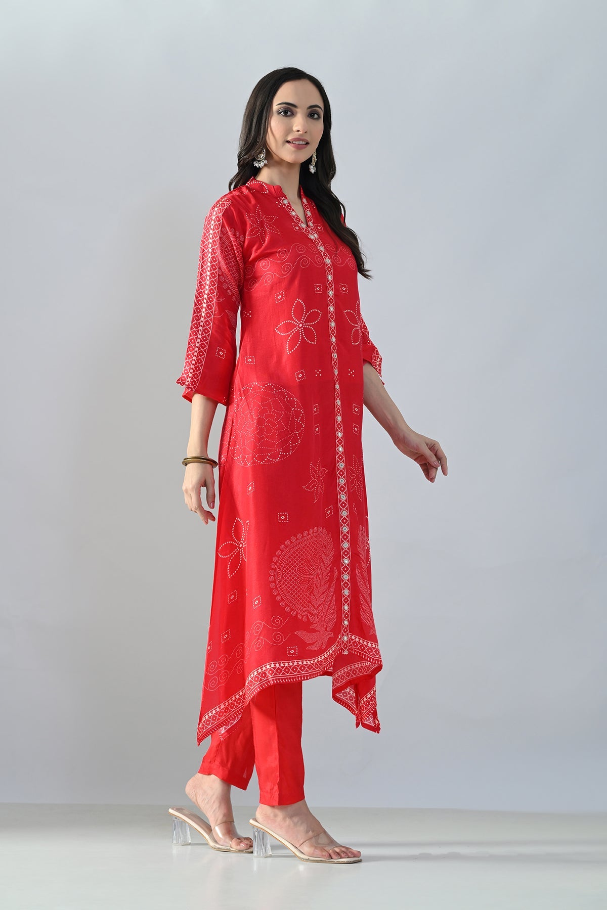 Magenta Printed A-Line Kurta Set