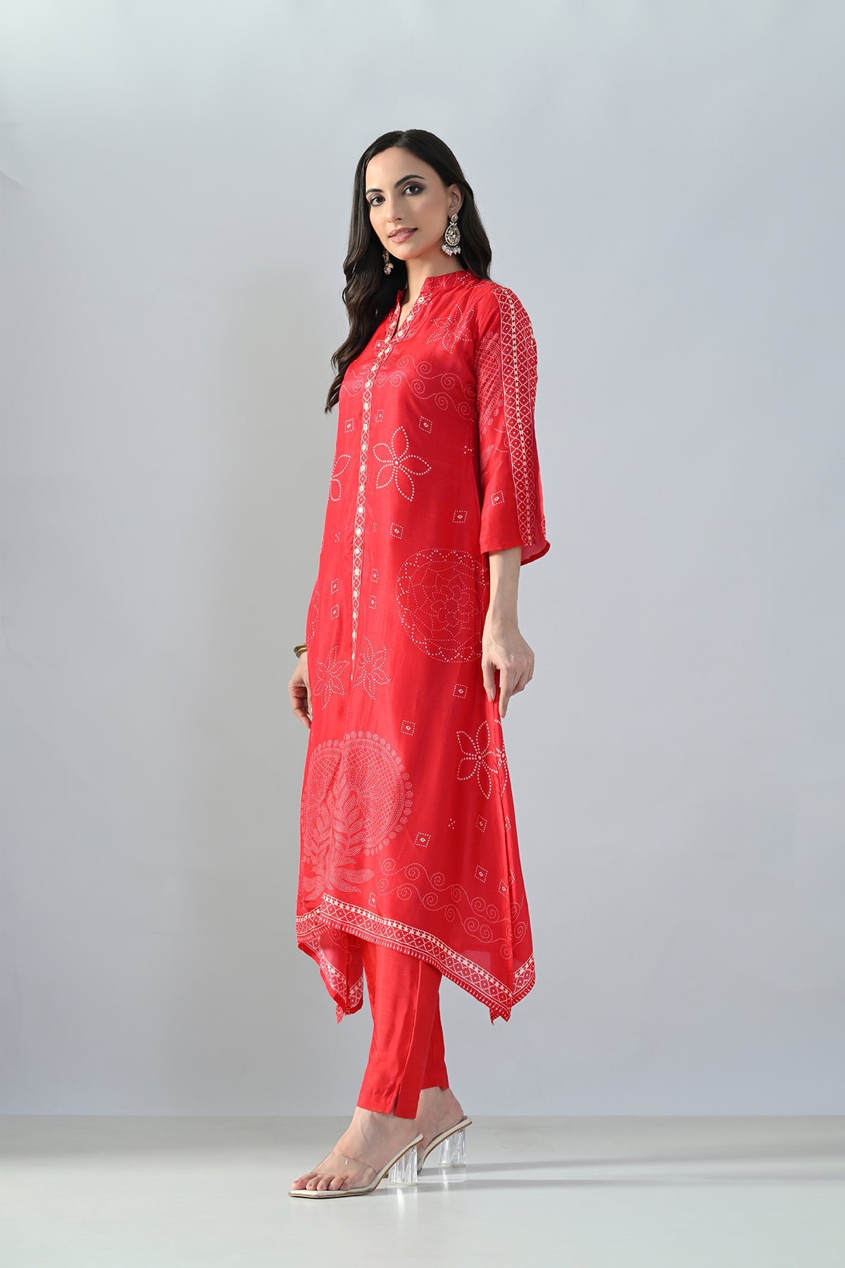 Magenta Printed A-Line Kurta Set