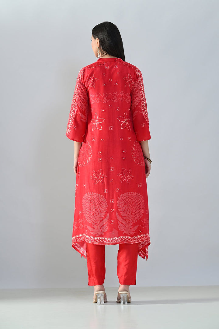 Magenta Printed A-Line Kurta Set