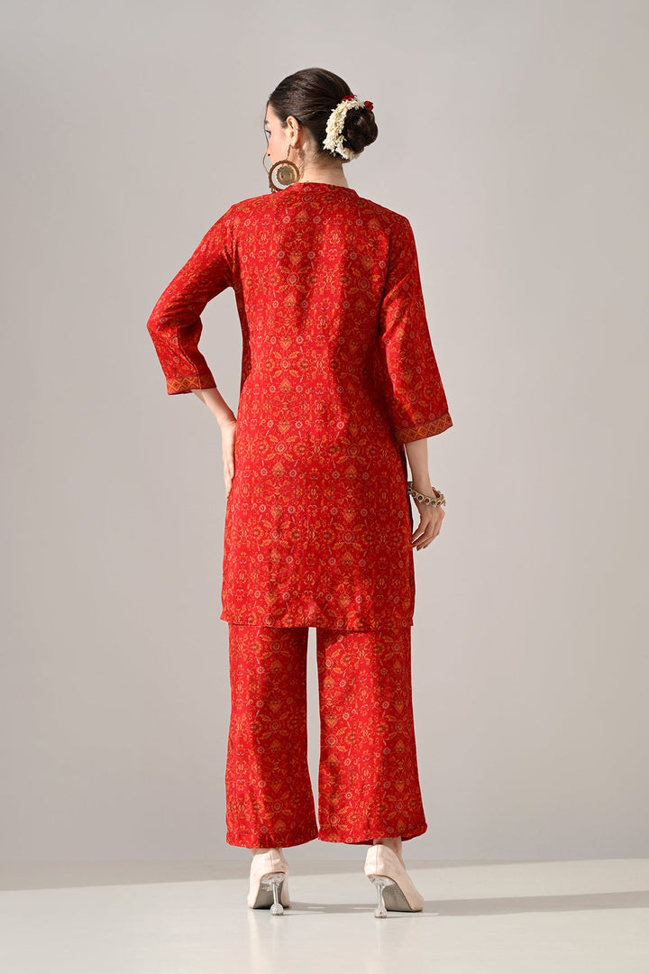 Maroon Printed Kurta Set