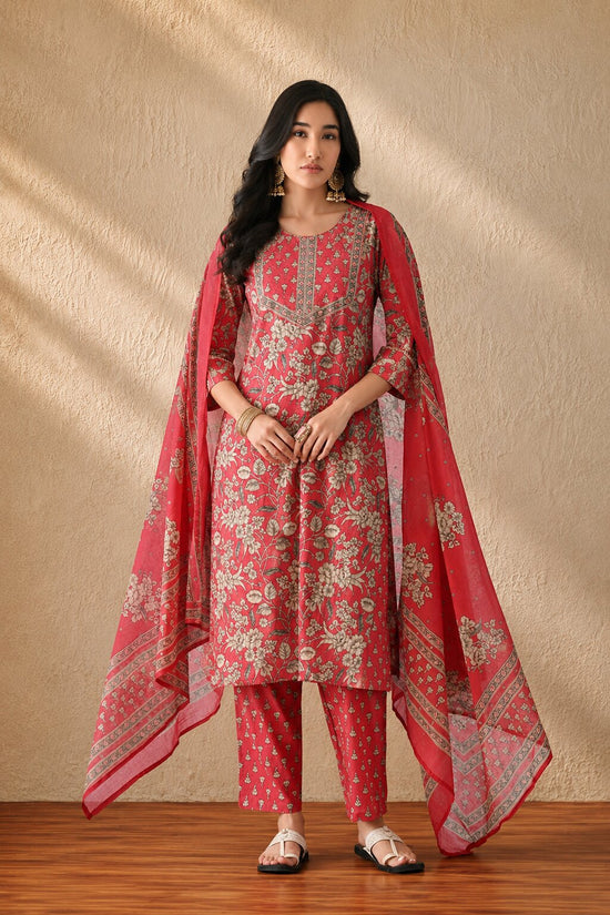 Pink Printed Kurta Set(3 Piece)