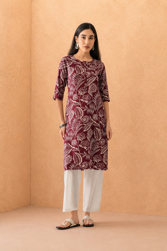 Wine Printed Kurta