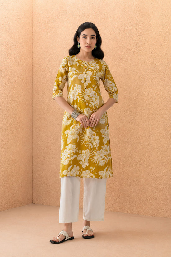 Yellow Printed Kurta