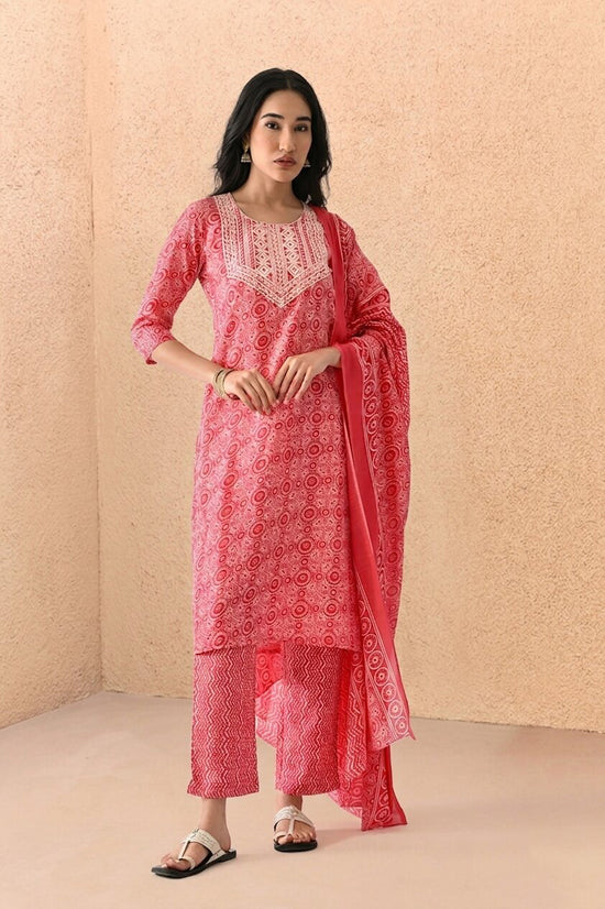 Pink Printed Kurta Set(3 Piece)