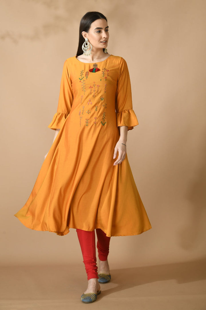 Mustard Embroidered Dress