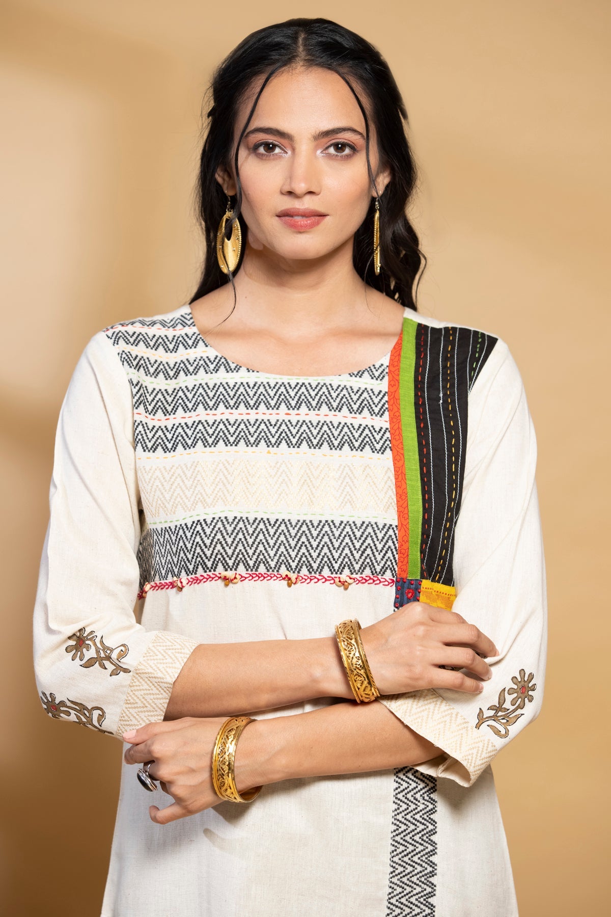 Off White Printed Kurta