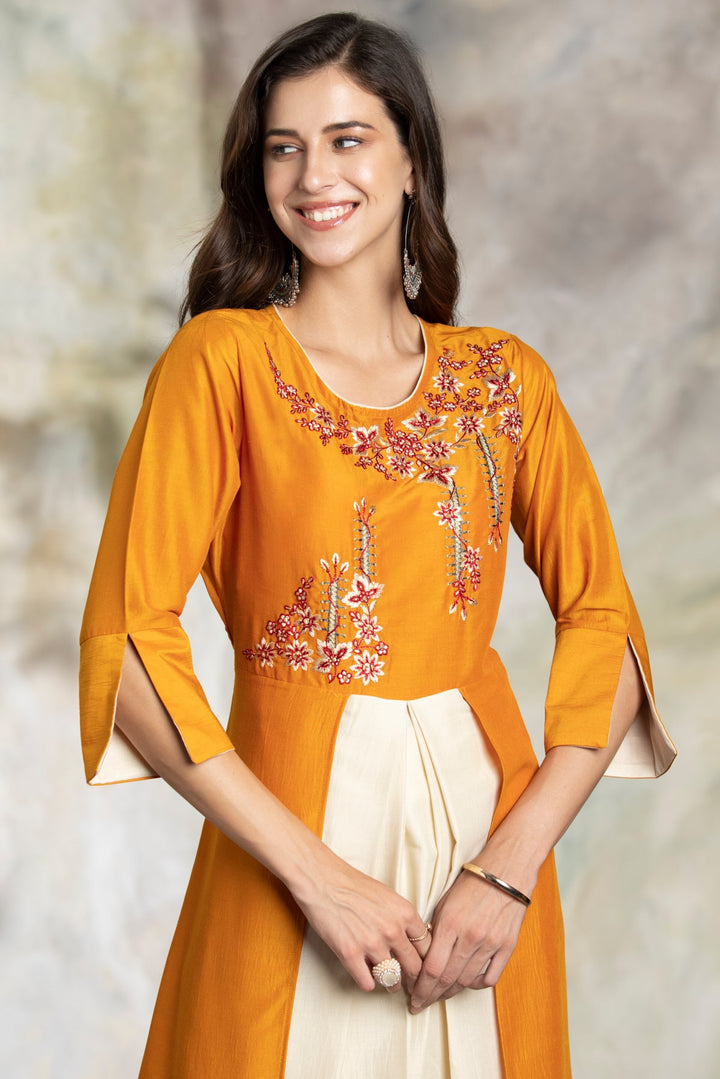 Mustard Yellow Embroidered Dress