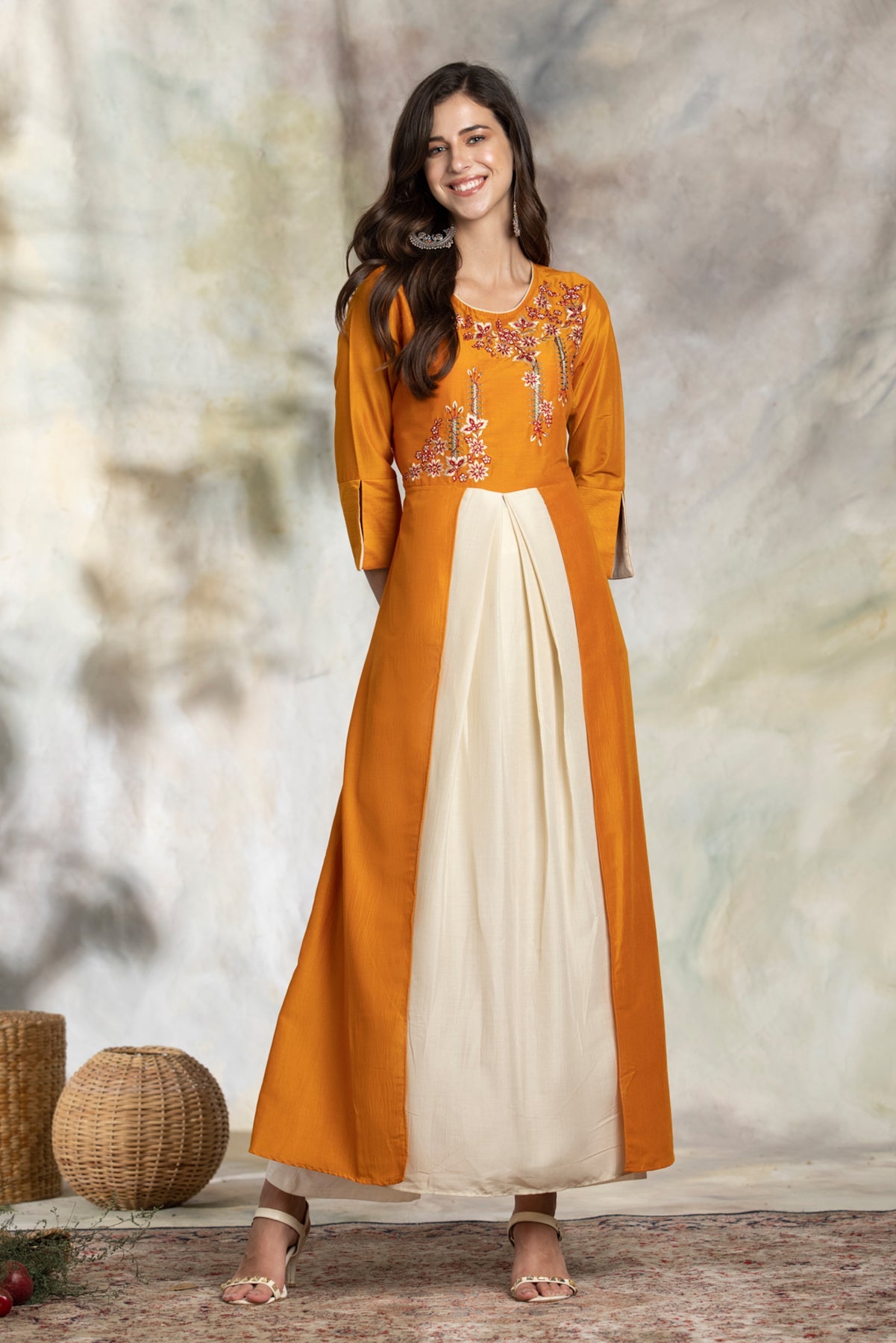 Mustard Yellow Embroidered Dress