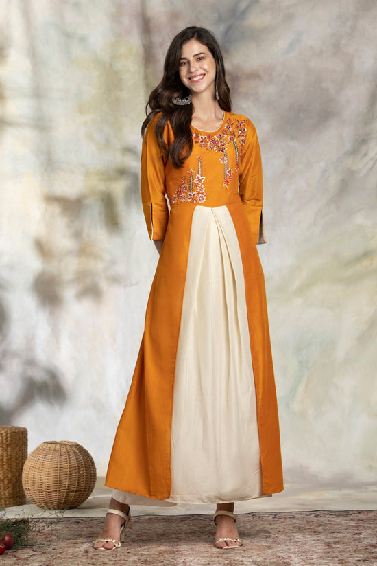 Mustard Yellow Embroidered Dress