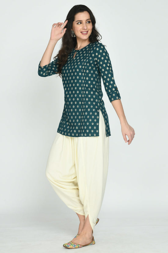 Teal Blue Printed Top