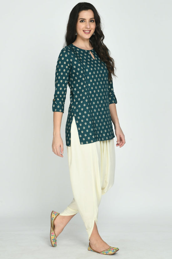 Teal Blue Printed Top