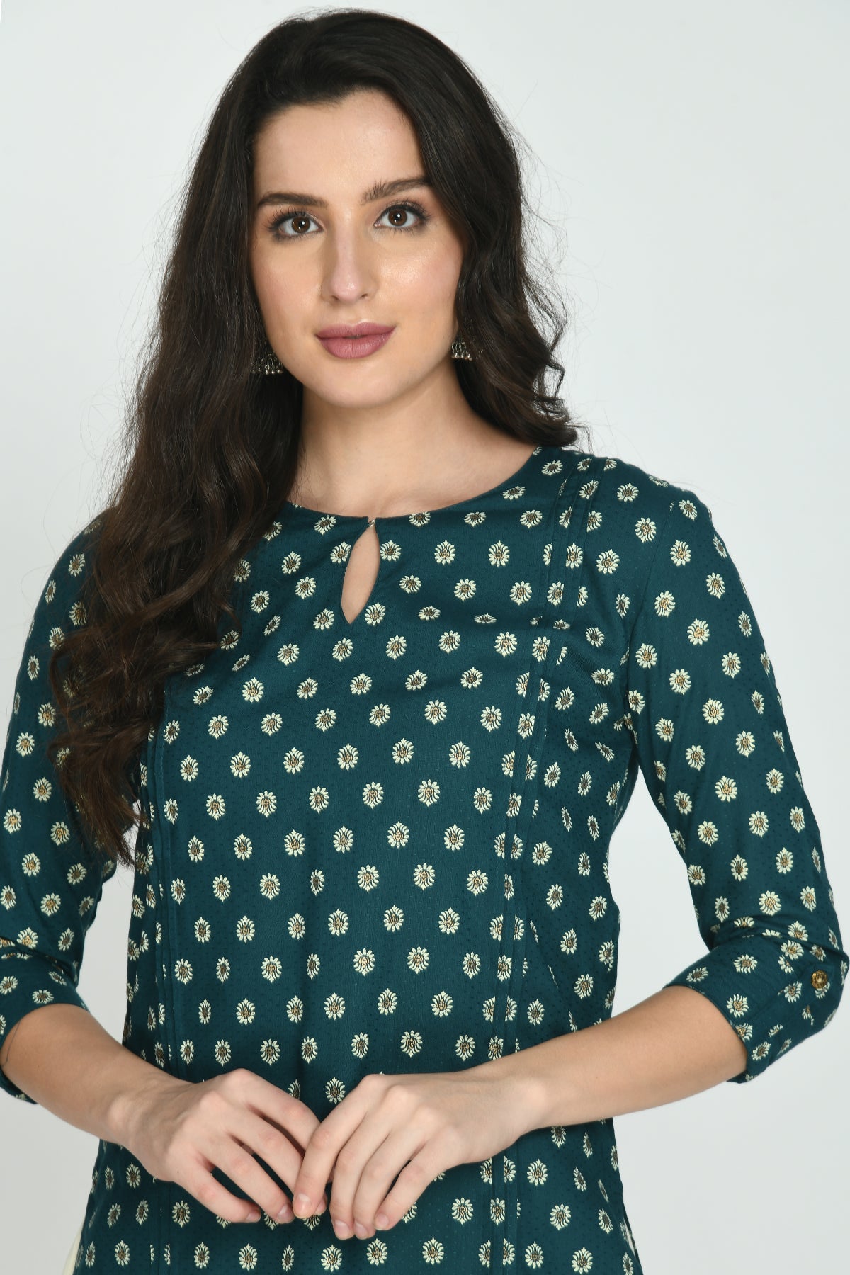 Teal Blue Printed Top