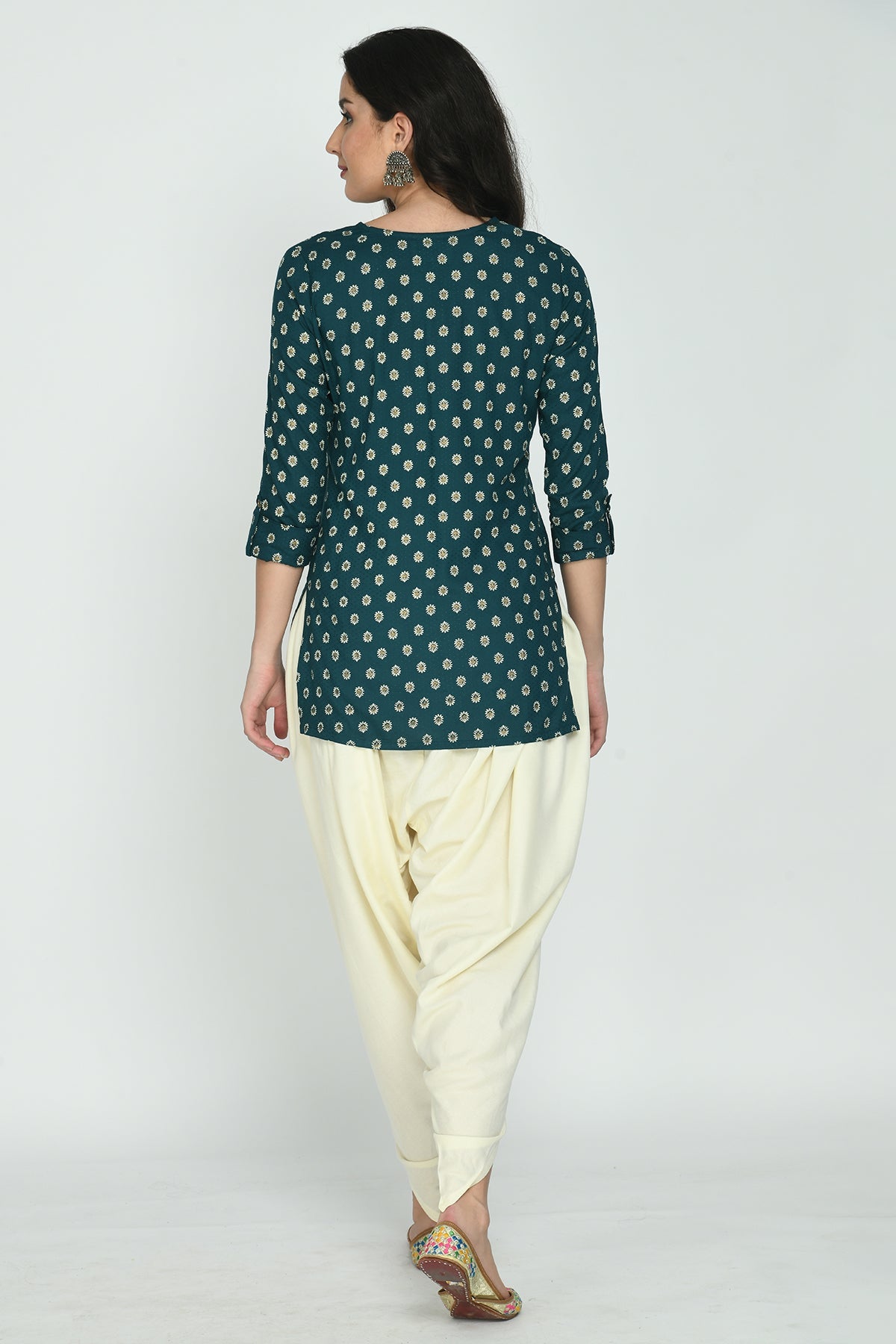 Teal Blue Printed Top