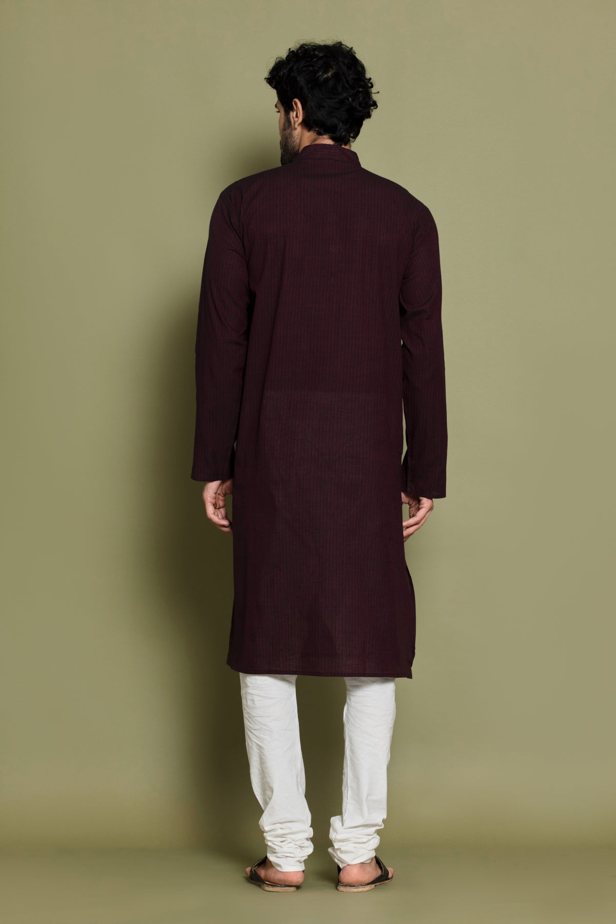 Maroon Striped Straight Kurta