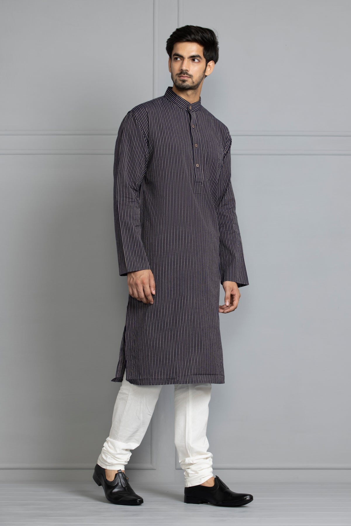 Blue Striped Straight Kurta